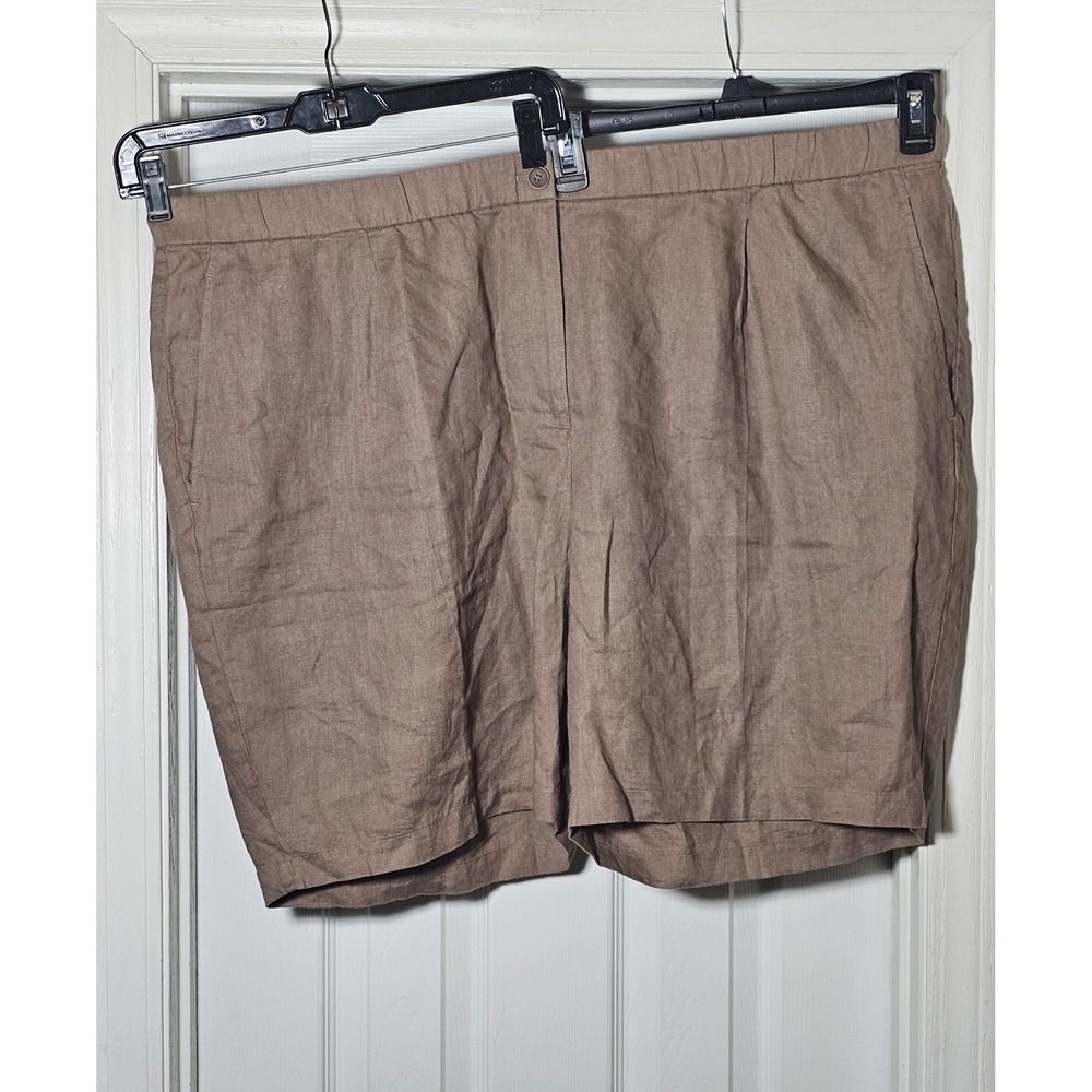 Eileen Fisher Organic Linen Shorts Women's Size 3XL Cocoa Brown Lightweight‎